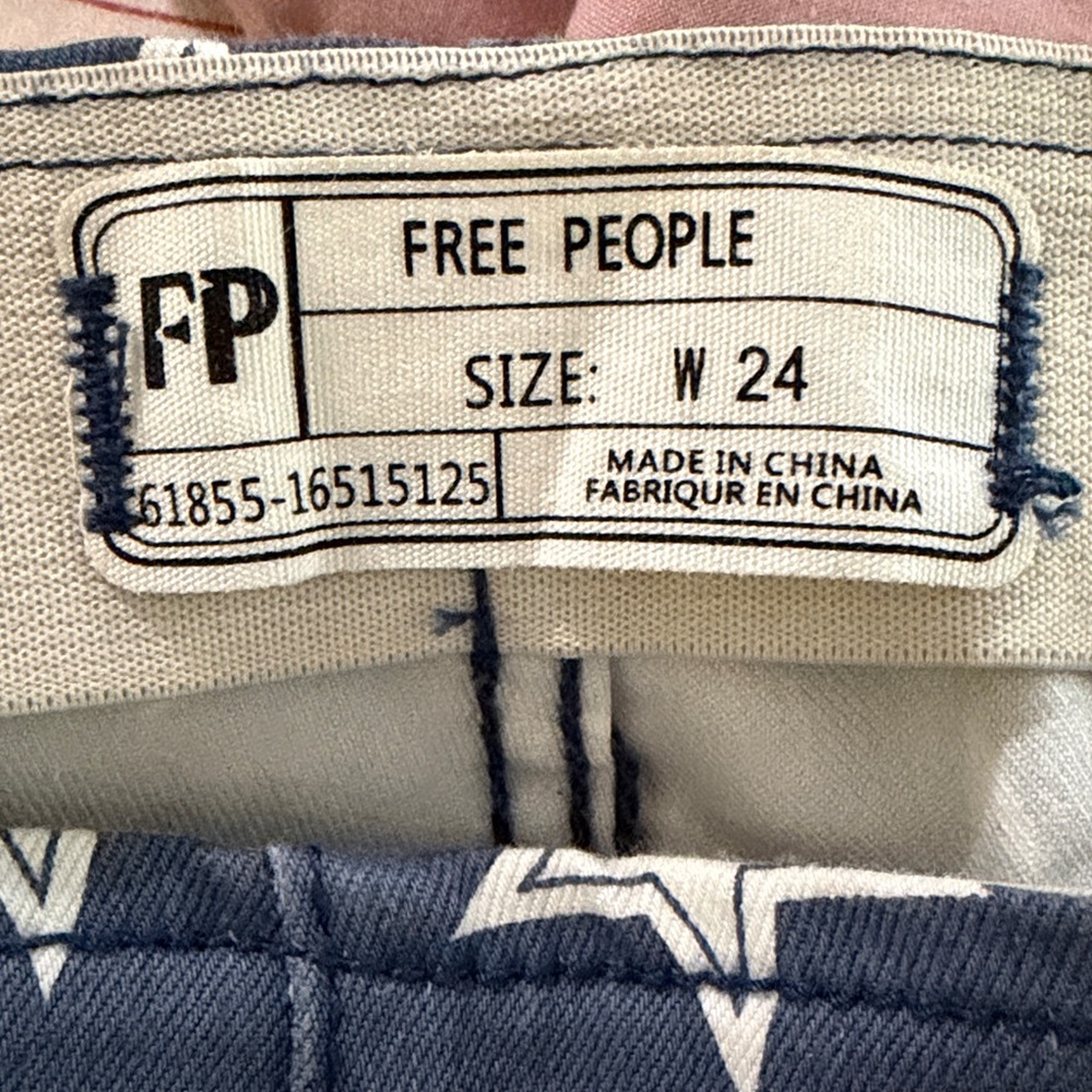Free People Blue Star Print Flare Pants with Red Stripes - Picture 3 of 4